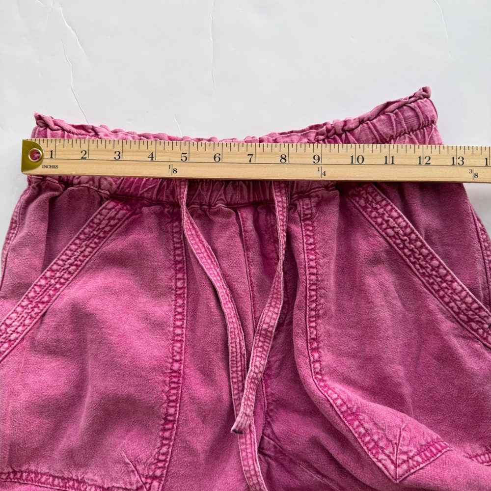 Anthropologie Linen Blend Paperbag Joggers XS Petite Pink Relaxed Boho Lagenlook - Picture 10 of 12